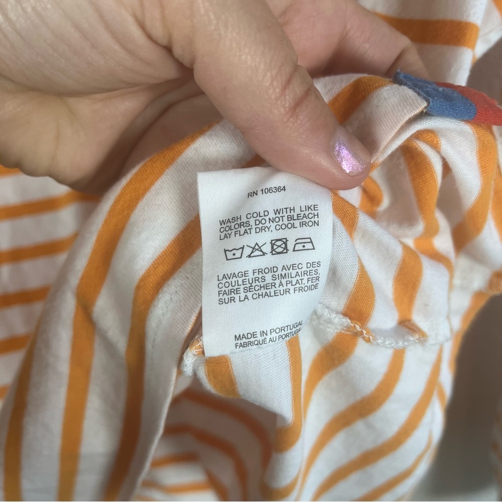 Kule Modern Long-Sleeve Tee Striped Orange and White Women's Small - Picture 6 of 8